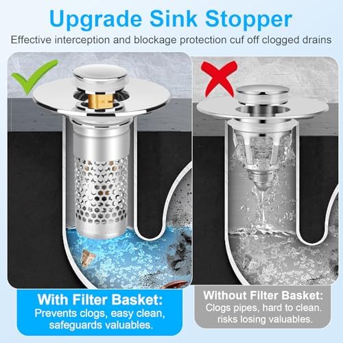 Adoric Bathroom Sink Stopper 2Pack, Sink Drain for Bathroom Pop Up