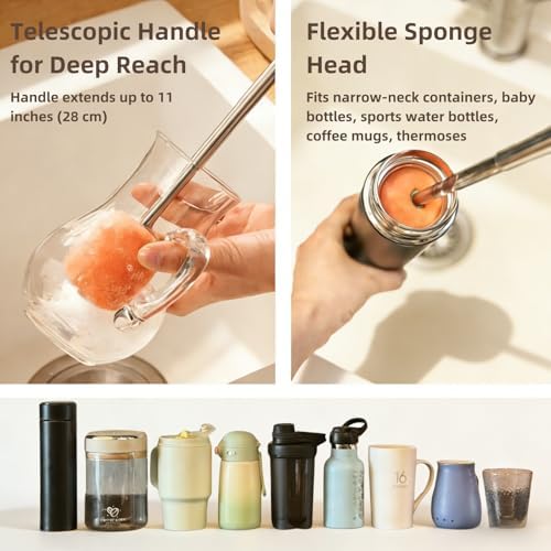 4-in-1 Portable Bottle Brush Cleaner Set, Water Bottle Cleaning Brush