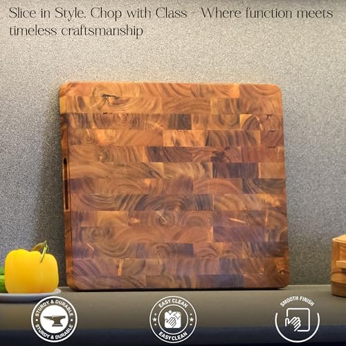 End-Grain Wood Butcher Block Cutting Board, 16"x14"x1"