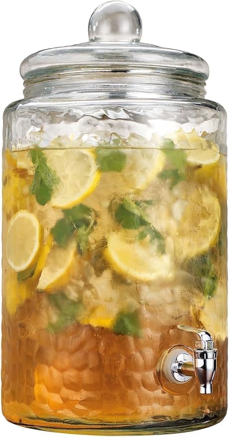 MosJos 3 Gallon Classic Hammered Glass Ice Cold Beverage Drink Dispenser - by MosJos