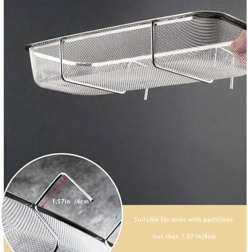 Stainless Steel Side Sink Drain Strainer Basket, Silver Rectangle