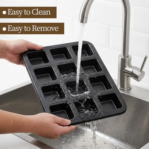 4 Pack Brownie Pan, 12 Cavity All Edges Square Cupcake Brownie Pans