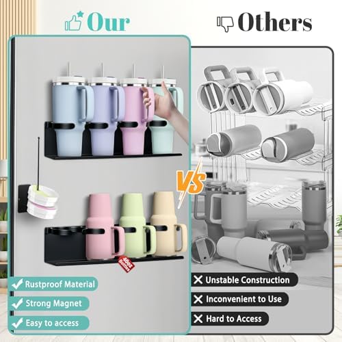 Magnetic Cup Holder for Fridge,8 Cups Water Bottle Organizer for