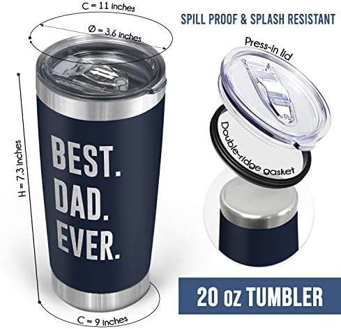 TEEZWONDER Dad Gifts from Daughter Son - 20 oz Stainless Steel Tumbler
