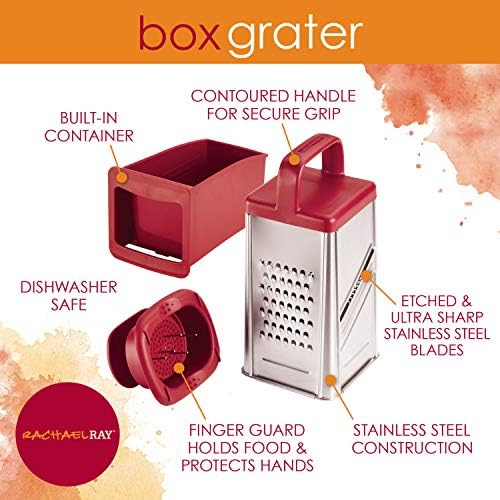 Rachael Ray Stainless Steel Box Grater, Red