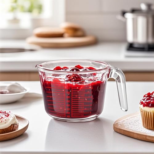 Measuring Cup 4 Cup/1000ML Glass liquid Measuring Cups with Lids