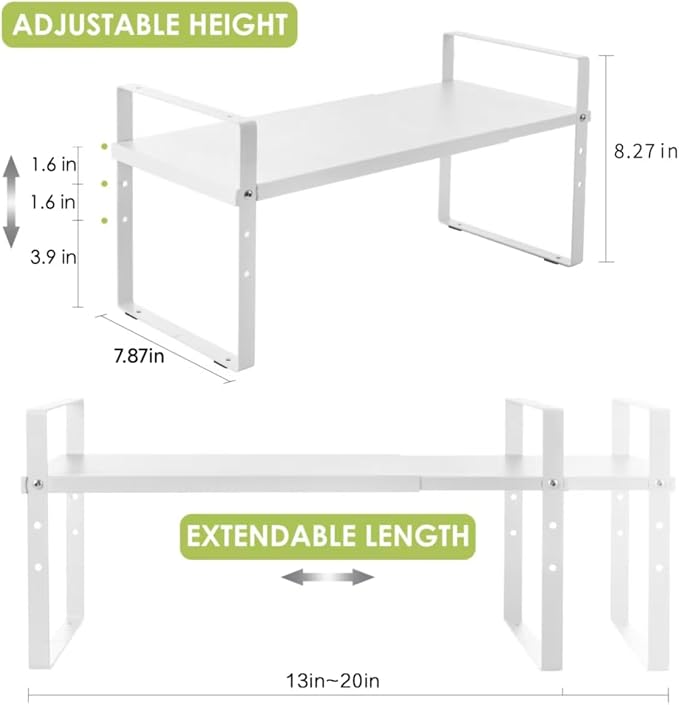 Across-Star Expandable Cabinet Shelf Organizer Rack, Stackable Kitchen Counter - Image 3
