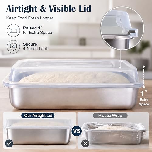 E-far Loaf Pan with Lids, 9 x 5 Inch Stainless Steel Bread Pans Set of