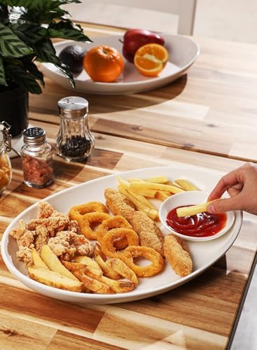Sweese 2-Pack Porcelain Oval Serving Platters, White High-Grade