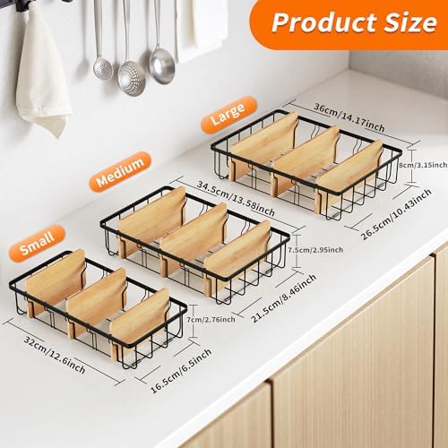 3-Pack Adjustable Lid Organizers - Large Kitchen Cabinet Organizer for