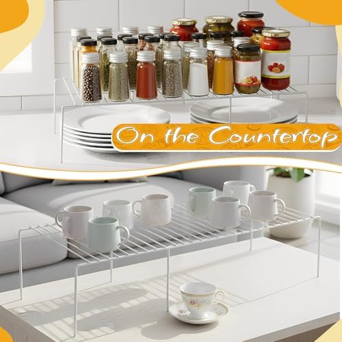 Kitchen Cabinet Expandable Shelf Organizers Set of 2, Adjustable Metal