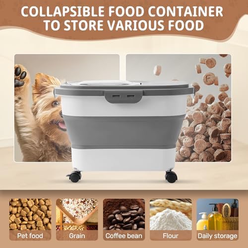 SEWIU Dog Food Storage Container Up to 2pack*20LB,Collapsible Dog Food