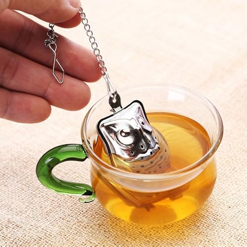 Elsjoy Set of 8 Loose Leaf Tea Infusers with Chain and 8 Drip Trays