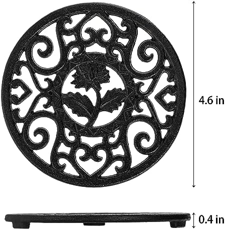 Coloch 2 Pack Cast Iron Trivet with Pegs, 4.6 Inch Round Metal Trivet