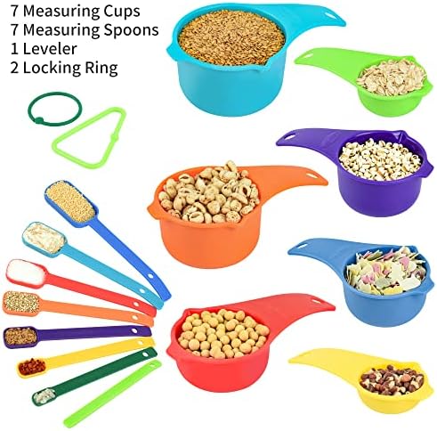 Measuring Cups and Spoons Set, Plastic Measuring Cup Set 15, Mixing