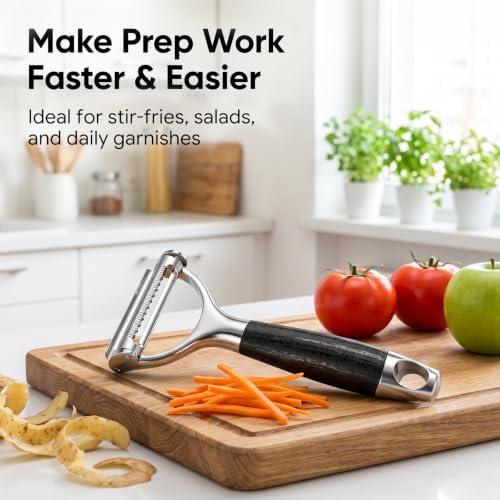 2-in-1 Julienne & Vegetable Peeler, Dual Blade for Zucchini, Potato