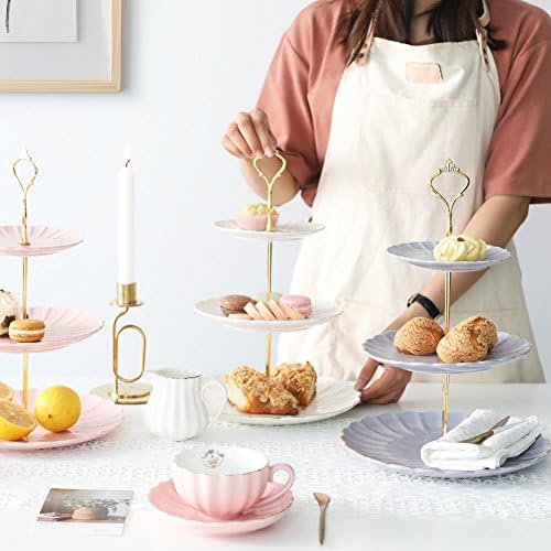 Sweejar 3 Tier Ceramic Cake Stand Wedding, Dessert Cupcake Stand for
