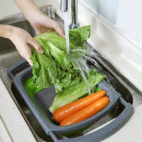 Qimh Colander collapsible, Colander Strainer Over The Sink Vegetable Fruit - Image 3