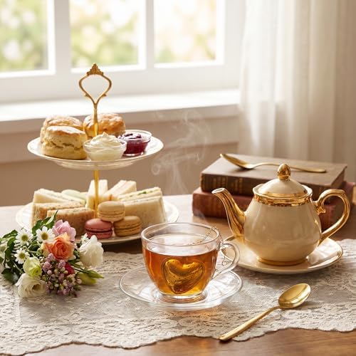 20 Pcs Gold Stainless Steel Tea Strainer Tea Ball Infuser, Heart Shape