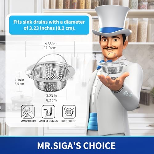 MR.SIGA Stainless Steel Kitchen Sink Strainer, 2 Pack