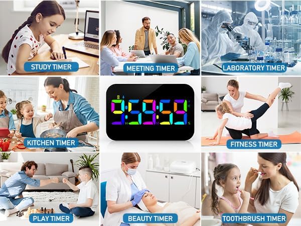 Kitchen Digital RGB Timer, Rechargeable, Vibration Mode
