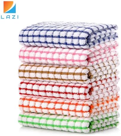 LAZI Kitchen Dish Towels, 16 Inch x 25 Inch Bulk Cotton Kitchen
