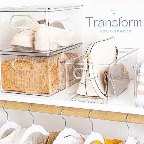primebox Plastic Food Storage 2 Pack Clear Container Bin with Handles