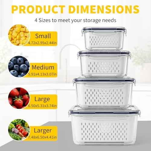 Berry Keeper Fruit Storage Containers for Fridge with Colander