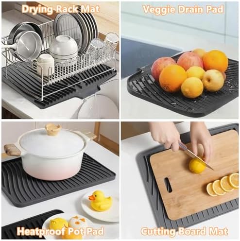 Dish Drying Mat, Silicone Dish Drying Mat for Kitchen Counter