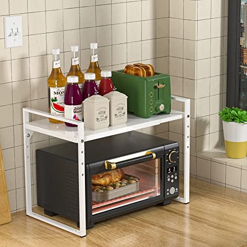 iPEGTOP Extendable Microwave Rack, Adjustable Height, White
