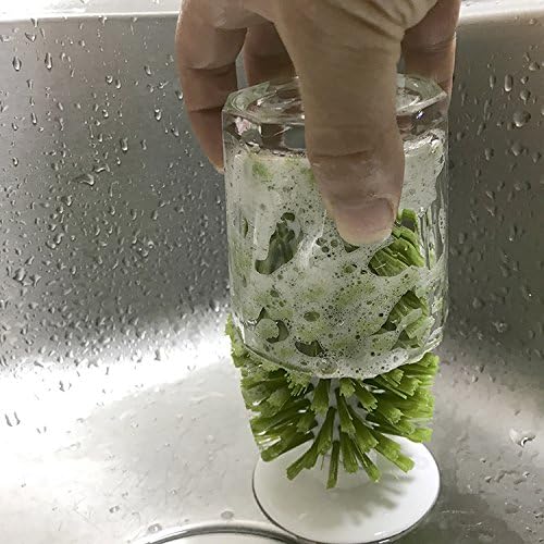 Brush-Up Glass Brush with Suction Cup Upright Stays in Sink Bristle Scrub - Image 4