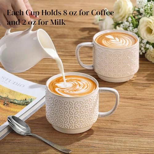DOWAN 12oz Coffee Mugs Set of 4, Ceramic Coffee Mugs, Stackable