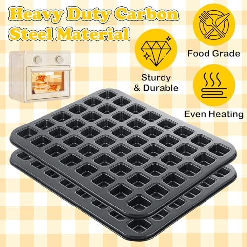 2 Pack Mini Brownie Bites Pan with Dividers, Small Square Muffin Pans
