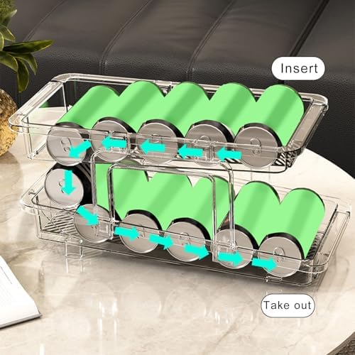 Clear Soda Can Organizer for Pantry/Refrigerator, 2 Tier