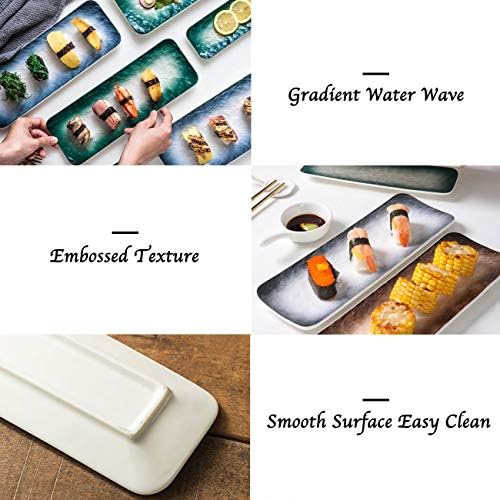 Eglaf 11.5'' Ceramic Platters, Rectangular Sushi Plates, Set of 3