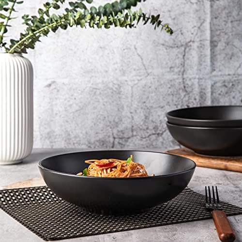 AmorArc 8.75‘’ Large Pasta Bowls, 42 ounce Deep Stoneware Bowls Set of