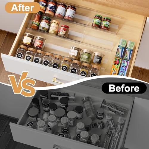 Spice Drawer Organizer Insert, 13"-26" Seasoning Organization, 8 Pcs