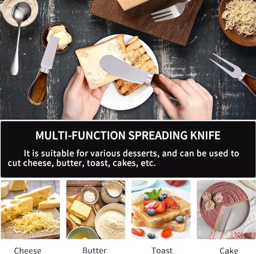 Charcuterie Accessories (14 Pcs), Cheese Spreaders for Charcuterie Board, Mini Serving Spoons, Forks and Mini Serving Tongs - Charcuterie Utensils for Butter, Cheese and Pastry Making