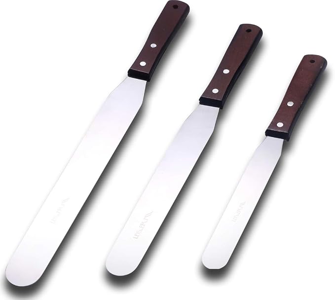 Straight Icing Spatula Stainless Steel Baking Set of 6" by LEGERM