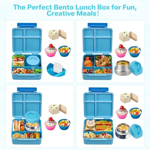 JSLOVE Bento Lunch Box with Leak Proof Insulated Food Jar for Kids