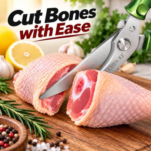 CHEN-KE Rust Resistant Heavy Duty Multipurpose Kitchen Shears-Green