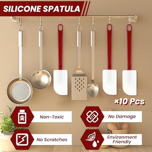 10 Pcs 10 Inch Flexible Rubber Spatulas, Silicone Spatula Set