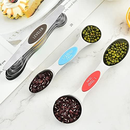 Set of 7 Stainless Steel Magnetic Measuring Spoons Set with Leveler