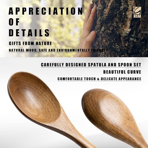 HSM Wooden Spoons for Cooking, 10-Piece Acacia Wood Kitchen Utensil