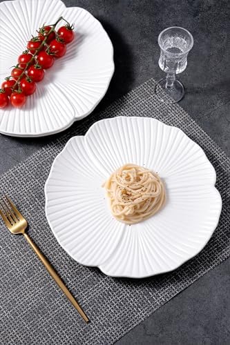 Jusalpha Set of 3-Japanese Style Porcelain Flat Dinner Plates, 10''