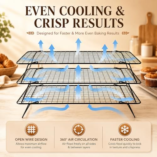 4-Tier Stackable Cooling Rack Set, Heavy Duty Stainless Steel Baking
