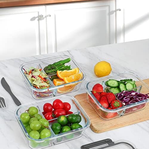 M MCIRCO 5-Pack 36 oz Glass Meal Prep Containers with Lids