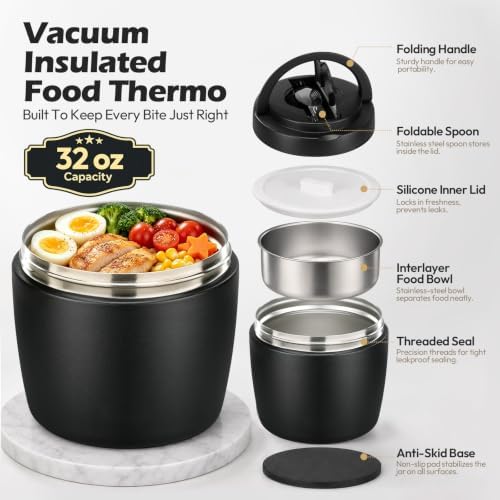 Itslife 32oz Insulated Soup Thermo, Vacuum Stainless Steel Food Jar