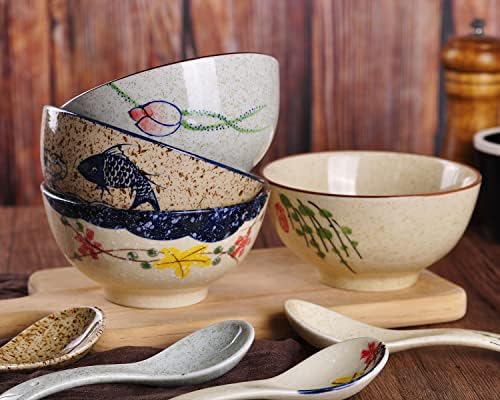 WHJY 4.5 inch Set in 4 Retro Chinese Japanese Creative Hand-painted