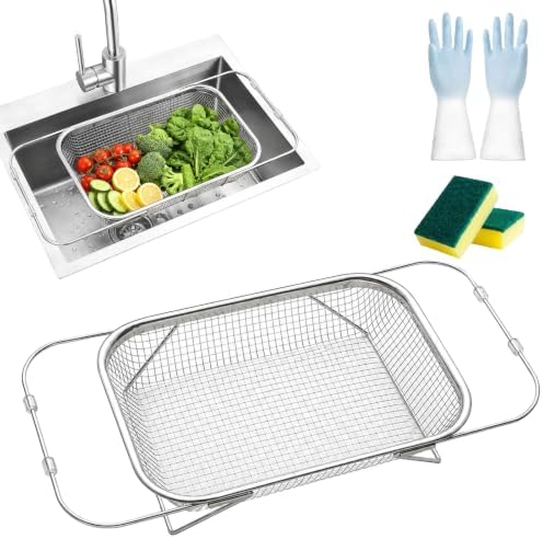 Stainless Steel Telescopic Drainer Basket, Expandable Sink Colander,M